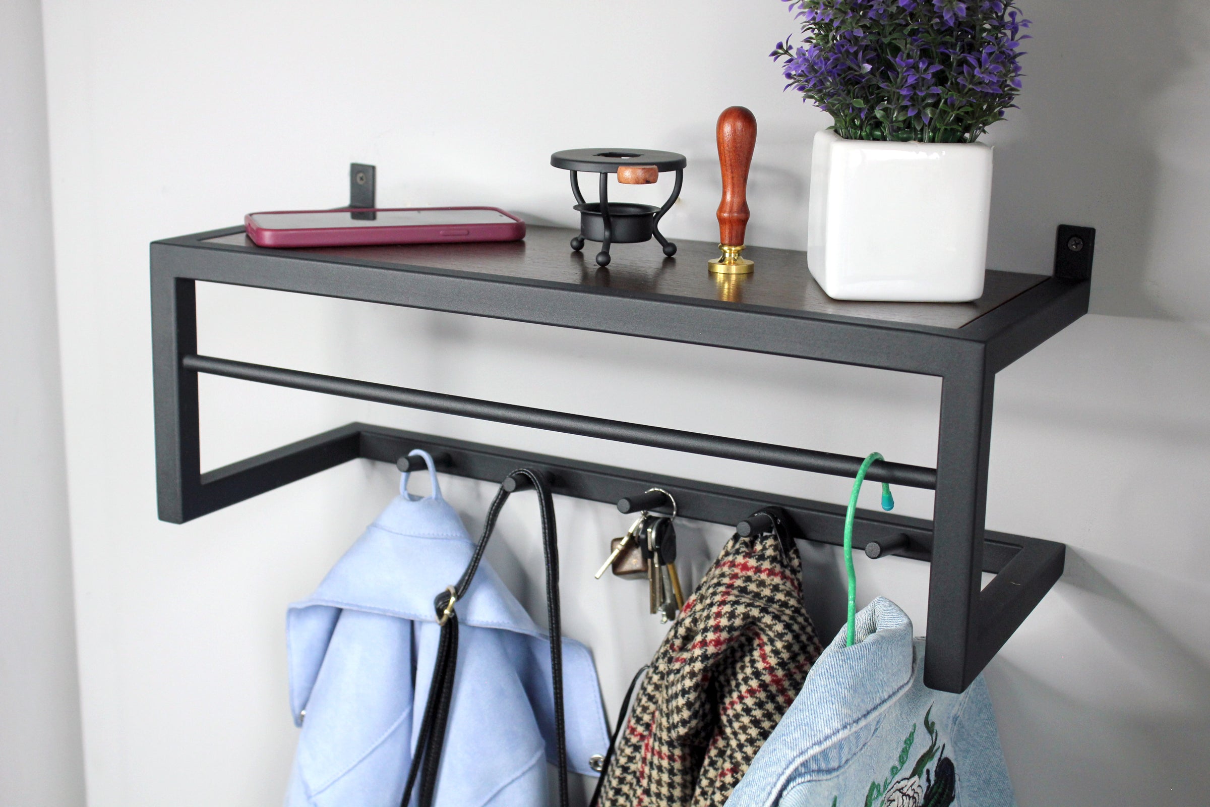 rustic metal shelf