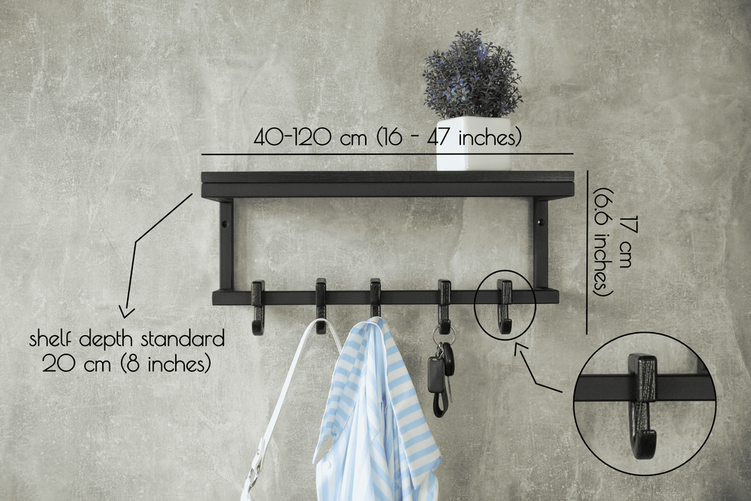 Minimalist Wood & Steel Wall Rack - Entryway Organizer