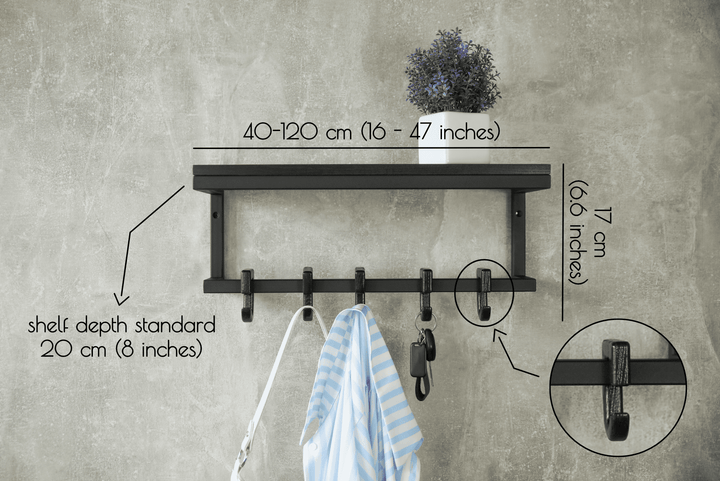Minimalist Wood & Steel Wall Rack - Entryway Organizer