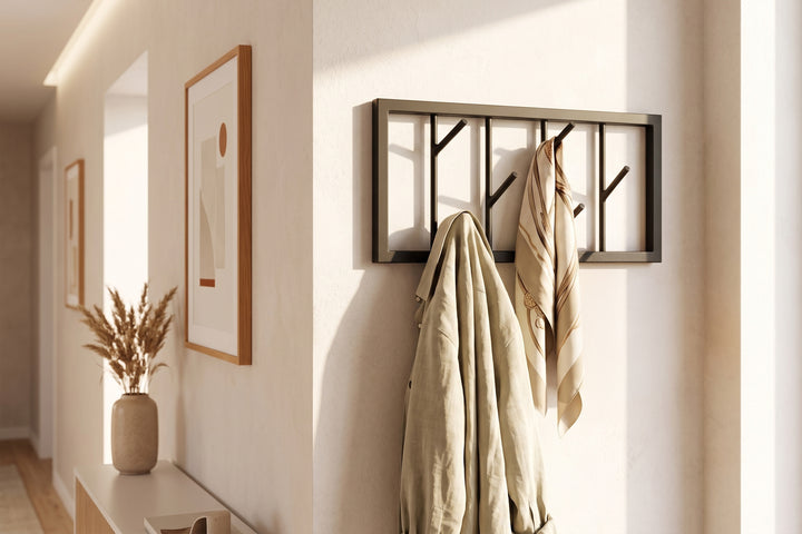 Sleek Metal Wall Hook Rack - Metal Hanger with Hooks