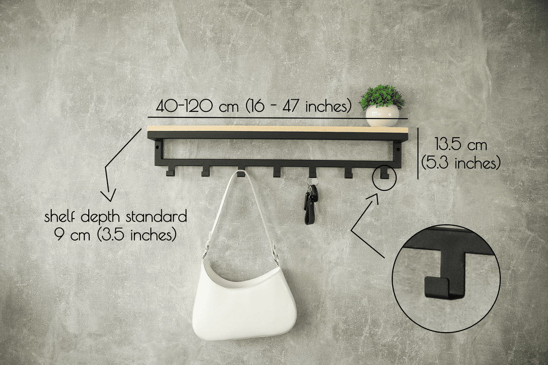 Rustic Entryway Shelf - Hallway Minimalist Coat Rack