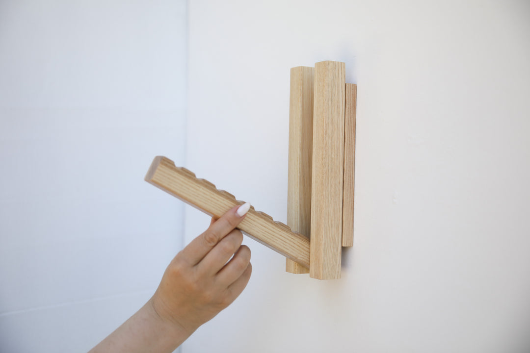 Wall Mounted Folding Coat Rack | Modern Solid Wood Clothes Rack