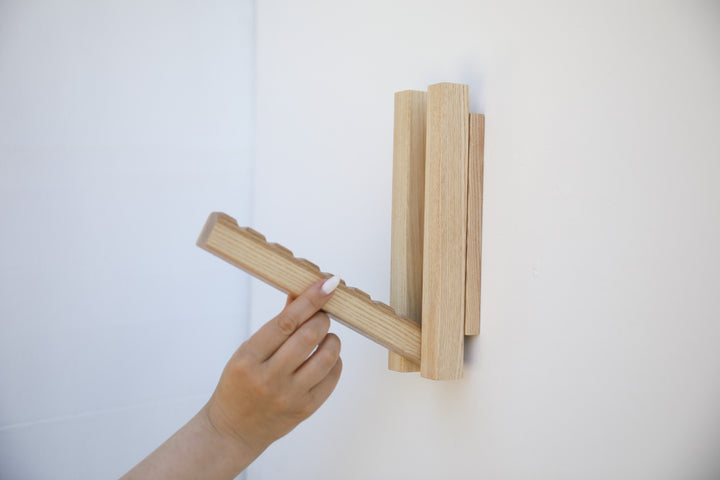 Wall Mounted Folding Coat Rack | Modern Solid Wood Clothes Rack
