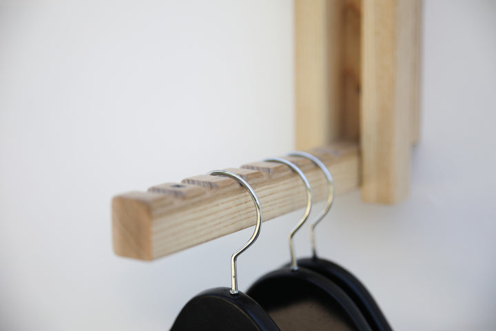 Wall Mounted Folding Coat Rack | Modern Solid Wood Clothes Rack