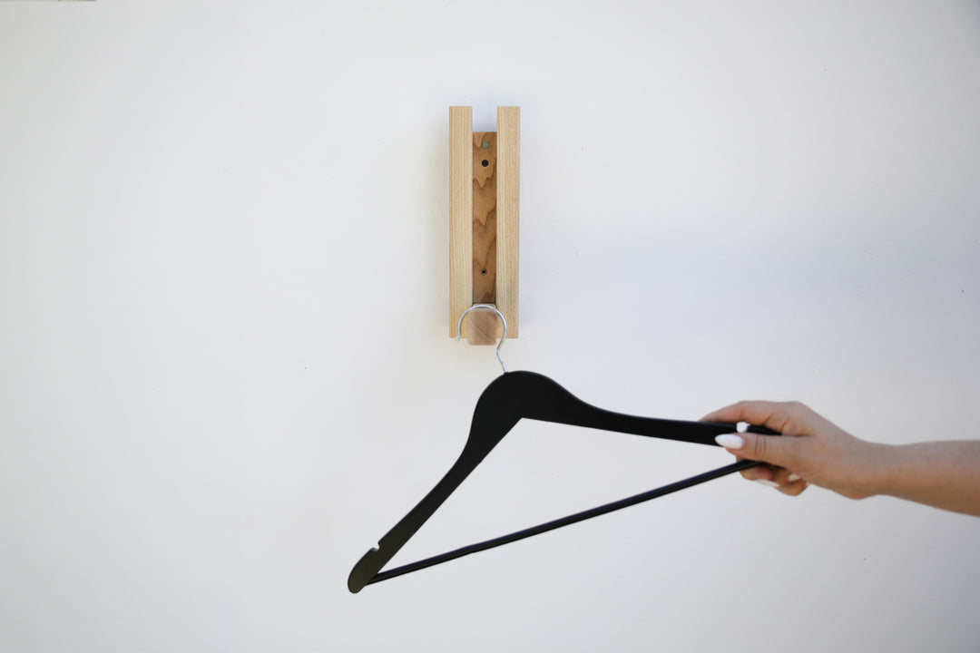 Wall Mounted Folding Coat Rack | Modern Solid Wood Clothes Rack