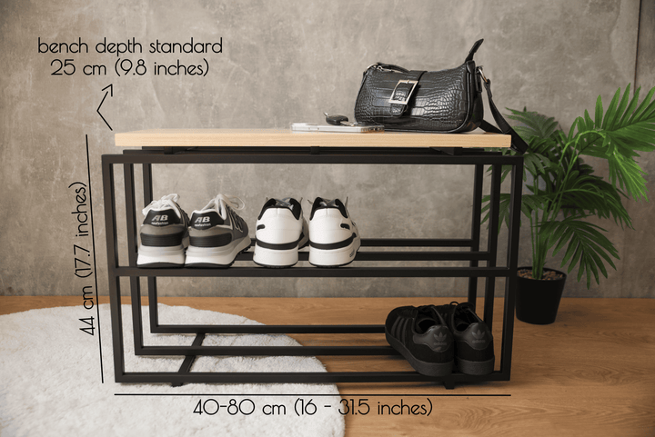 Metal & Wood Shoe Bench – Stylish Entryway Storage