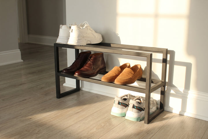Industrial Metal 2 Tier Shoe Rack - Stilysh & Durable