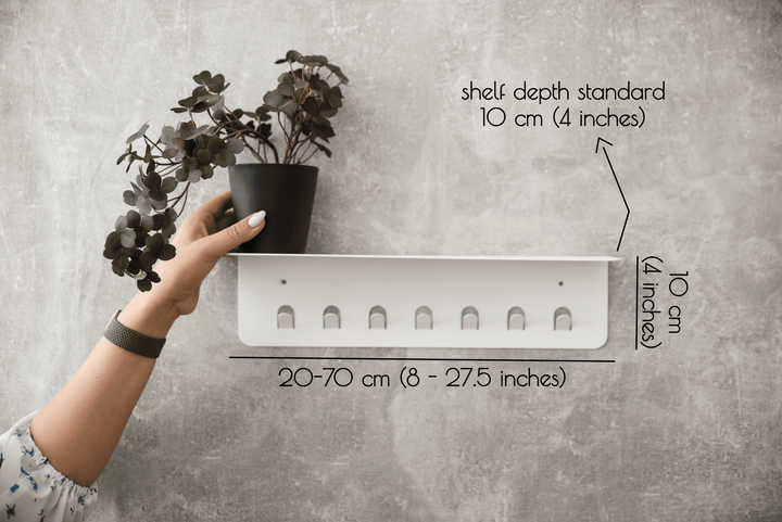 Wall Mounted Metal Key Rack - Shelf with Hooks