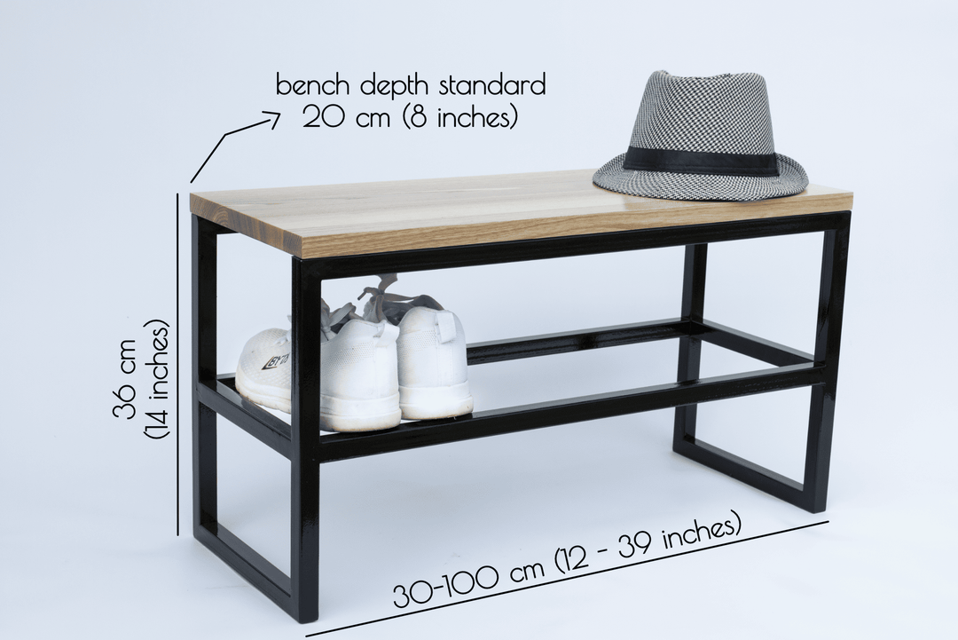 Wooden & Metal Entryway Bench – Rustic Charm