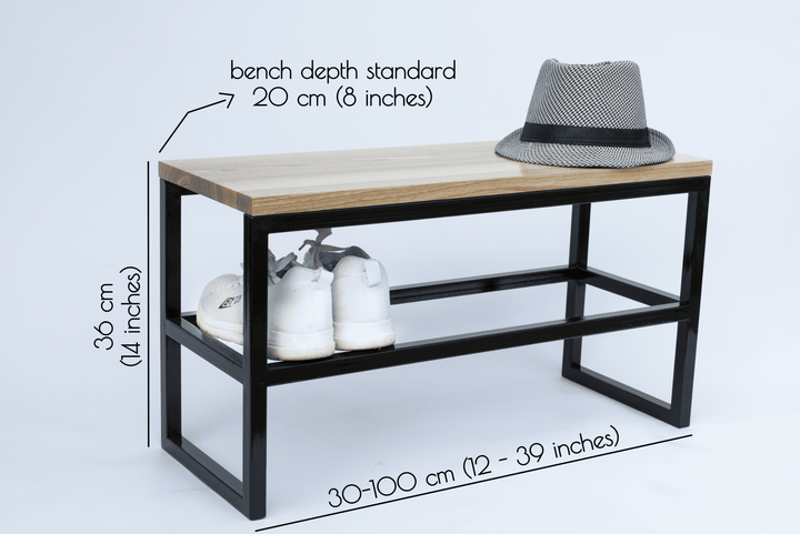 Wooden & Metal Entryway Bench – Rustic Charm