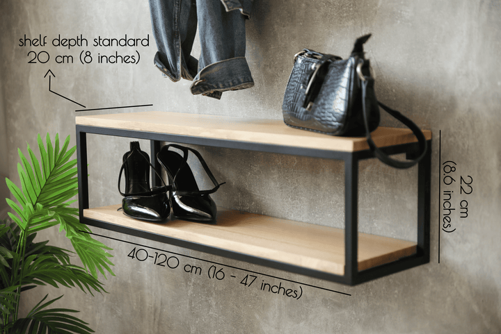 Minimalist Wood & Steel Wall Shelf - Original Design