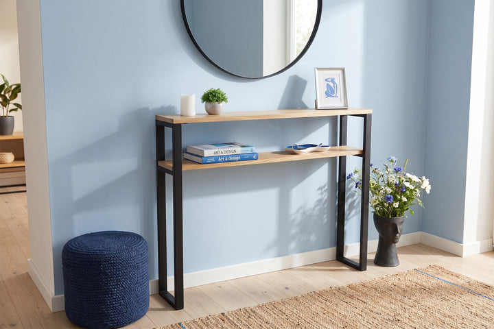 Contemporary Wood-Metal Wall Console - Elegant Style