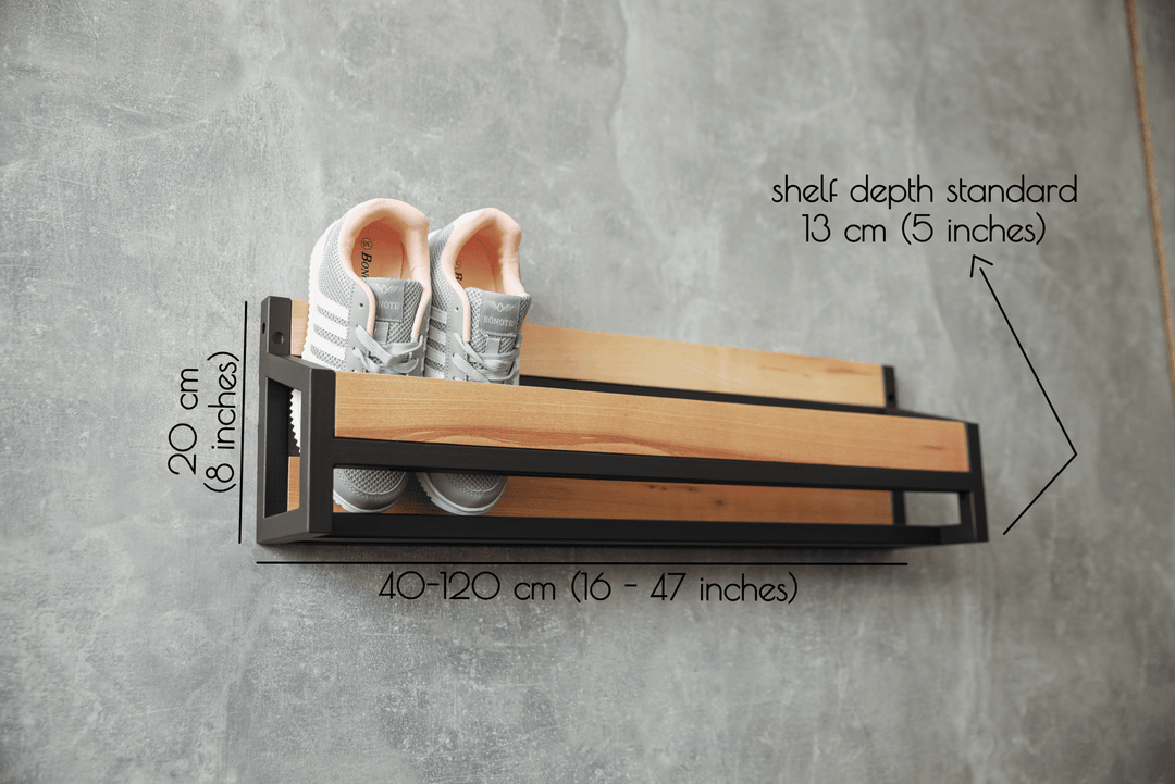 Compact Wall Shoe Rack - Metal & Wood Shoe Organizer