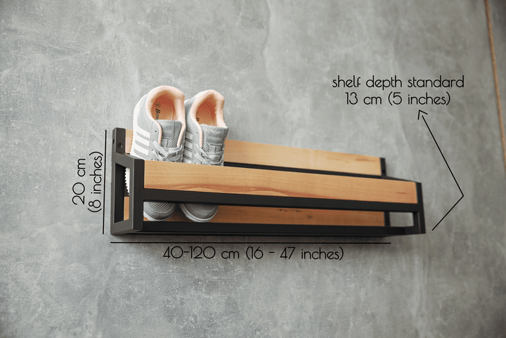 Compact Wall Shoe Rack - Metal & Wood Shoe Organizer