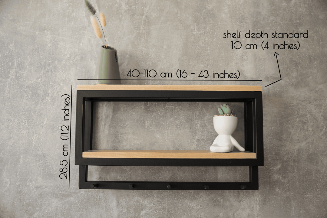 Farmhouse Wall Hook Rack – Wood & Iron
