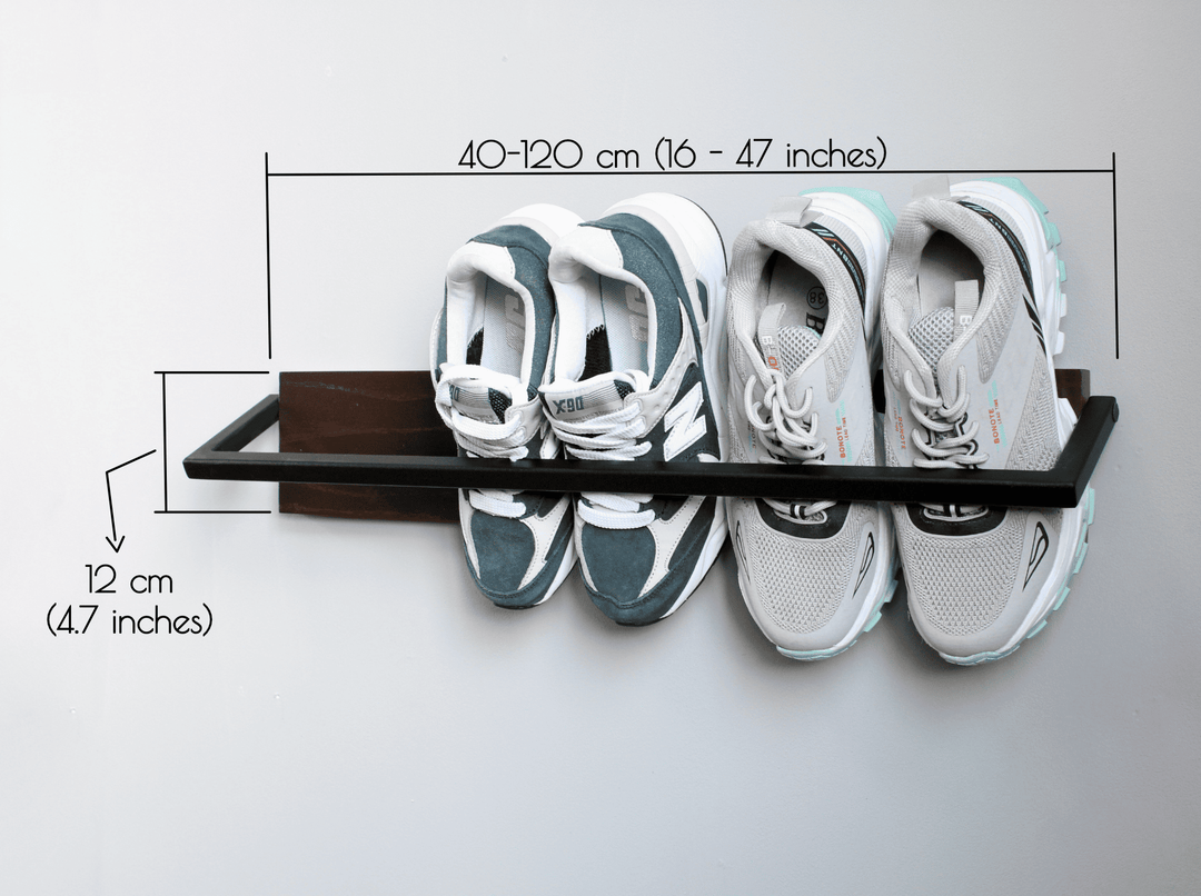 Wood & Metal Shoe Shelf - Shoe Rack with Holder