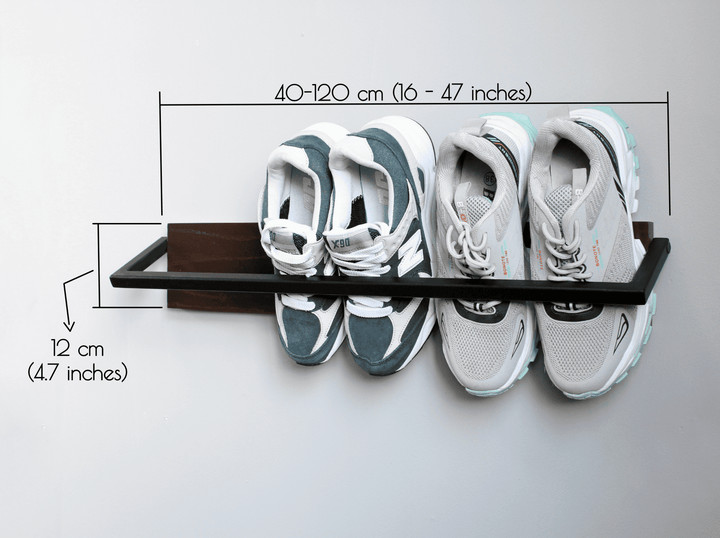 Wood & Metal Shoe Shelf - Shoe Rack with Holder