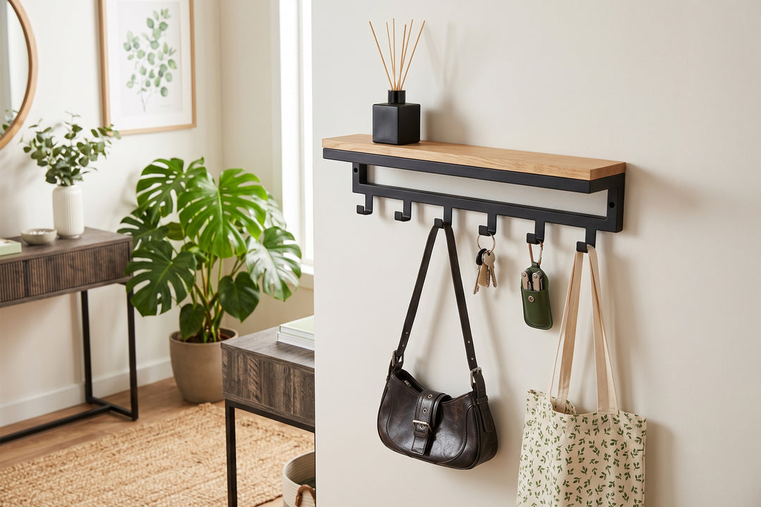 Rustic Entryway Shelf - Hallway Minimalist Coat Rack