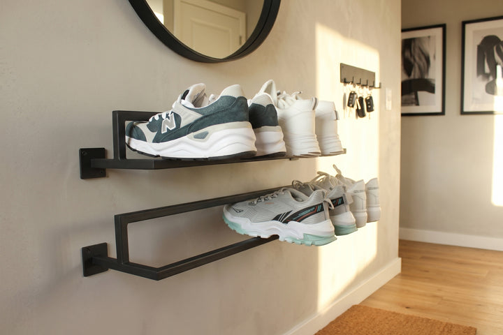 Set of Two Metal Shoe Rack - Wall-Hanging Storage