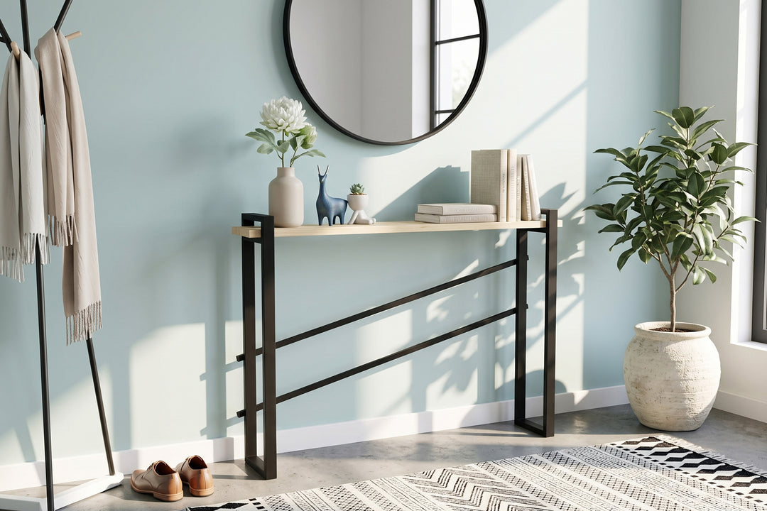 Narrow Console Table with Solid Wood Top