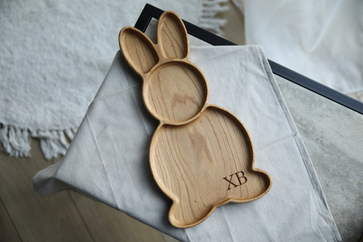 Easter-Bunny-Wooden-Snack-Dish-Handcrafted-Serving-Board