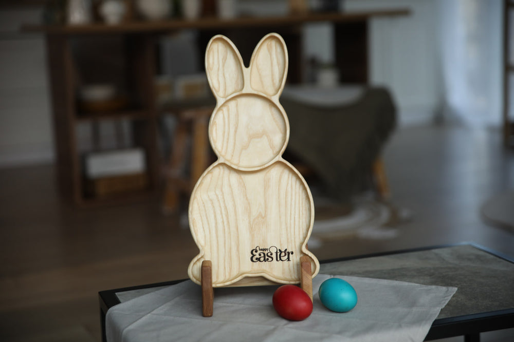 Easter-Bunny-Wooden-Snack-Dish-Handcrafted-Serving-Board