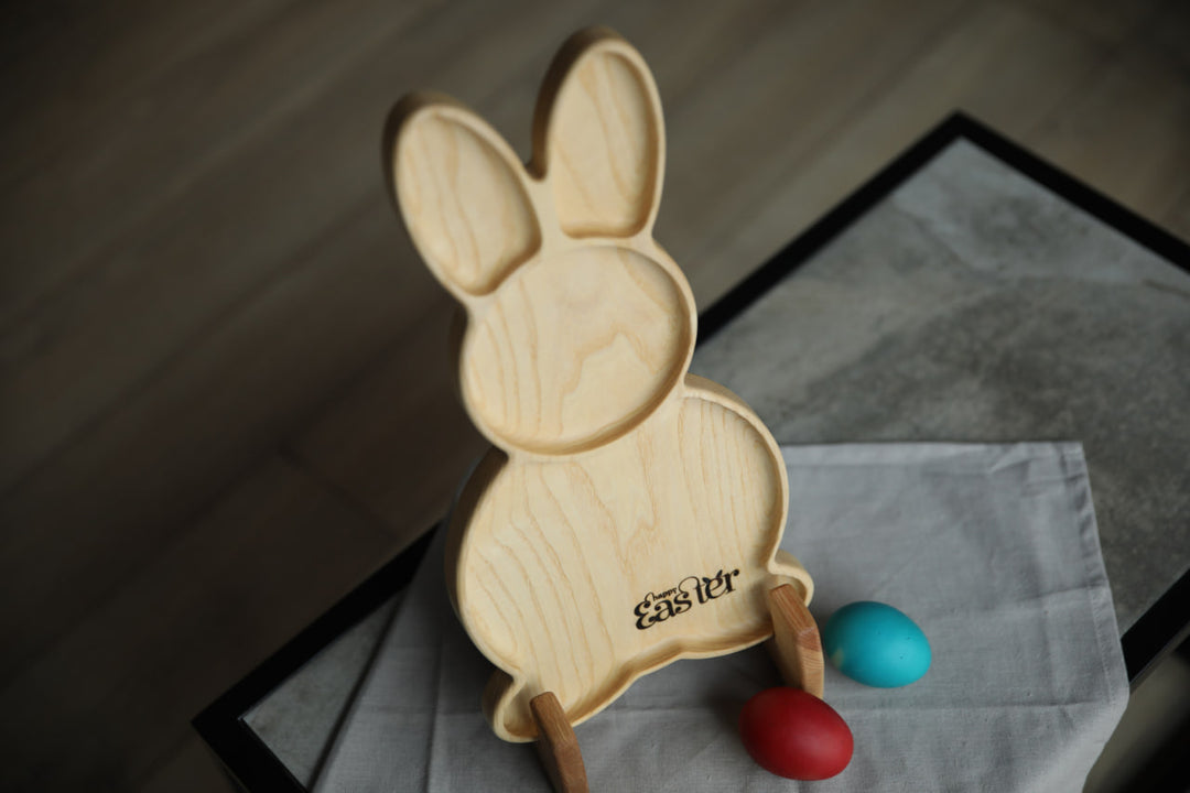 Easter-Bunny-Wooden-Snack-Dish-Handcrafted-Serving-Board