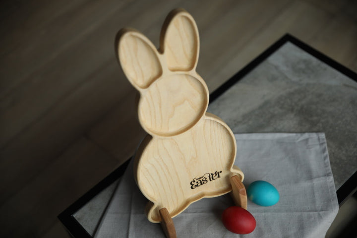 Easter-Bunny-Wooden-Snack-Dish-Handcrafted-Serving-Board