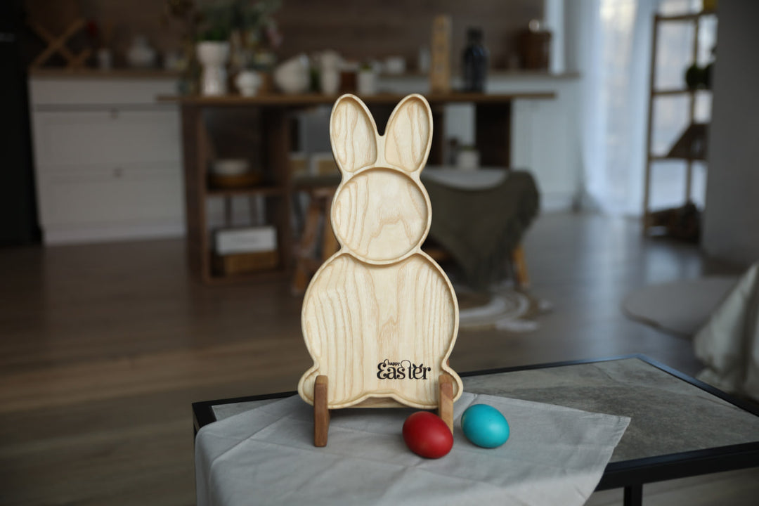 Easter-Bunny-Wooden-Snack-Dish-Handcrafted-Serving-Board