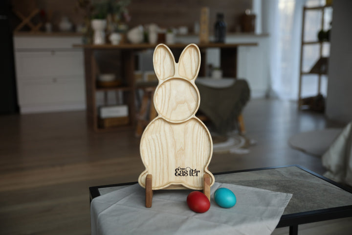 Easter-Bunny-Wooden-Snack-Dish-Handcrafted-Serving-Board