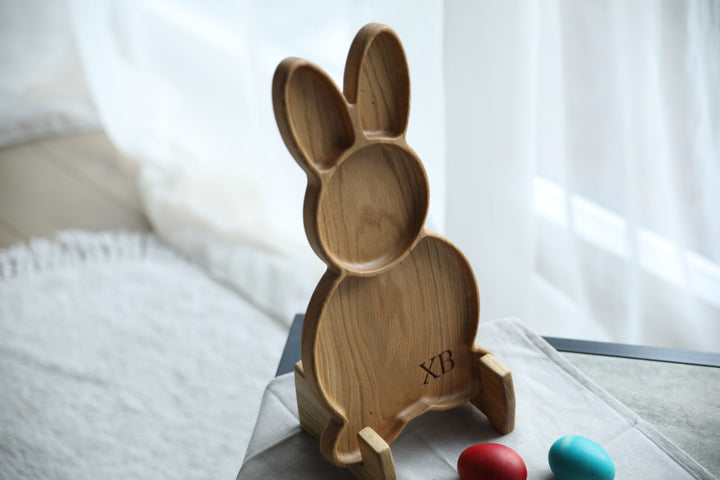 Easter-Bunny-Wooden-Snack-Dish-Handcrafted-Serving-Board