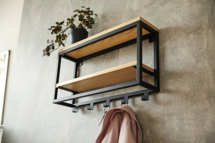 Rustic-entryway-coat-rack-with-storage-shelf-and-durable-metal-hooks