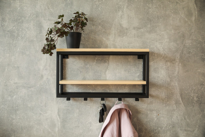 Rustic-entryway-coat-rack-with-storage-shelf-and-durable-metal-hooks