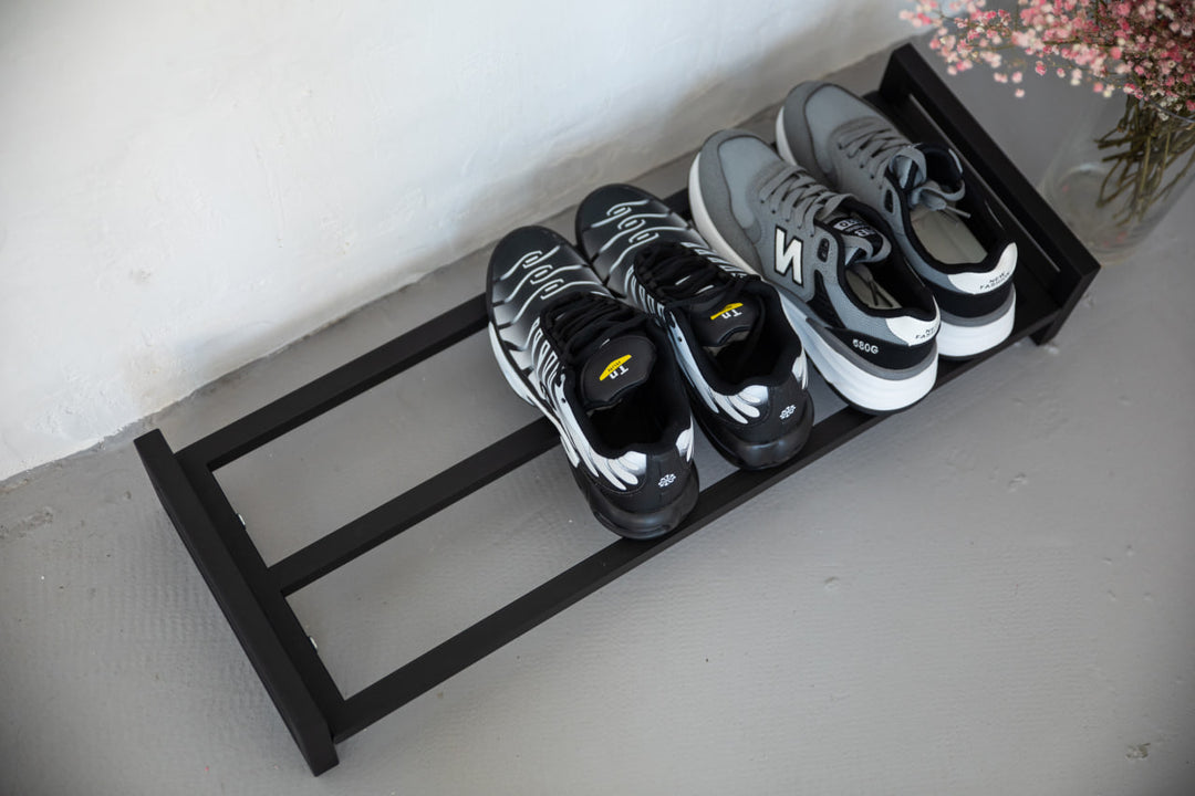 Rustic-industrial-shoe-rack-with-metal-shelves-and-frame