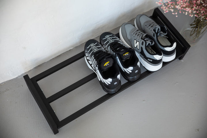 Rustic-industrial-shoe-rack-with-metal-shelves-and-frame