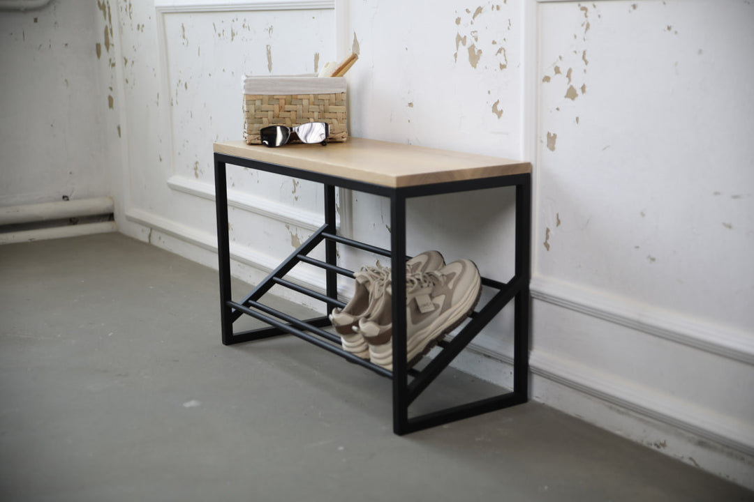 Industrial-Entryway-Bench-Metal-Frame-Wood-Top