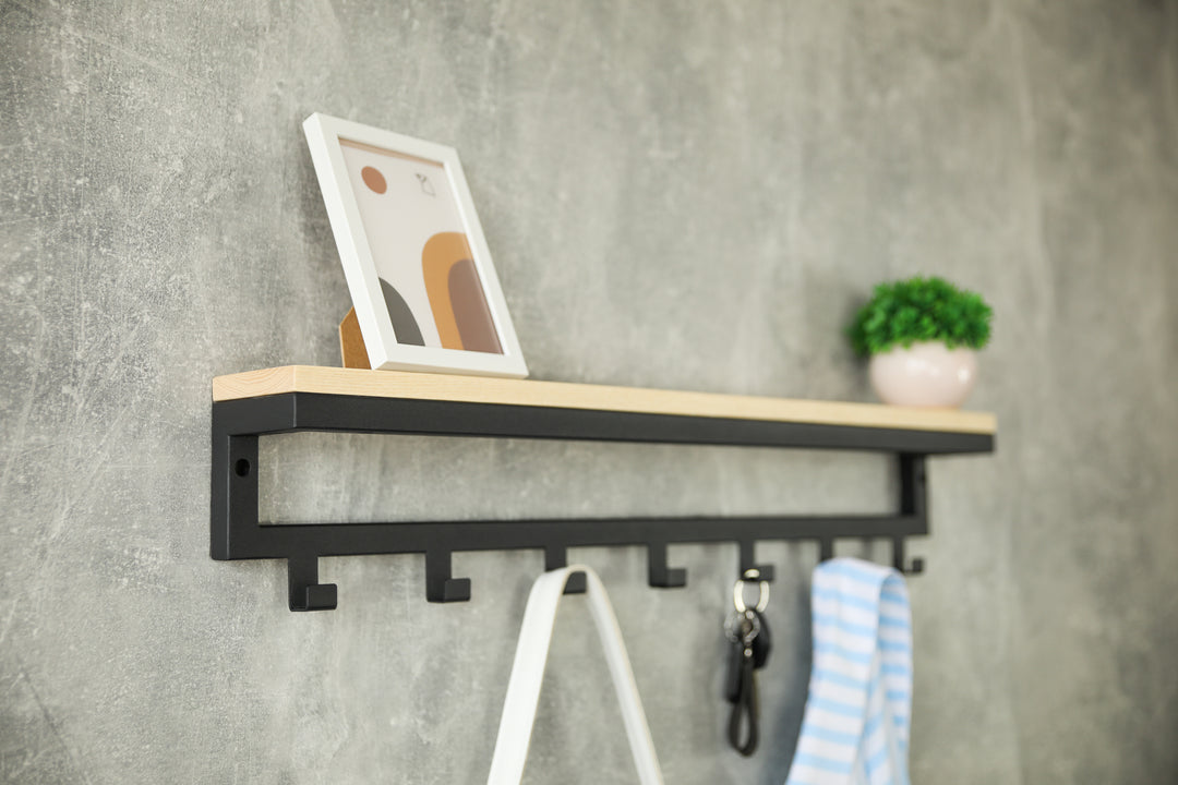 Entryway-wall-shelf-with-hooks-perfect-for-organizing-coats-bags-and-keys
