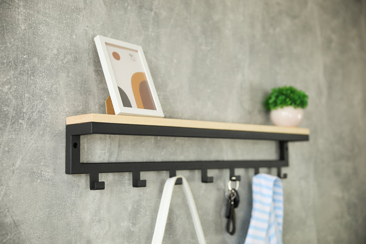 Entryway-wall-shelf-with-hooks-perfect-for-organizing-coats-bags-and-keys