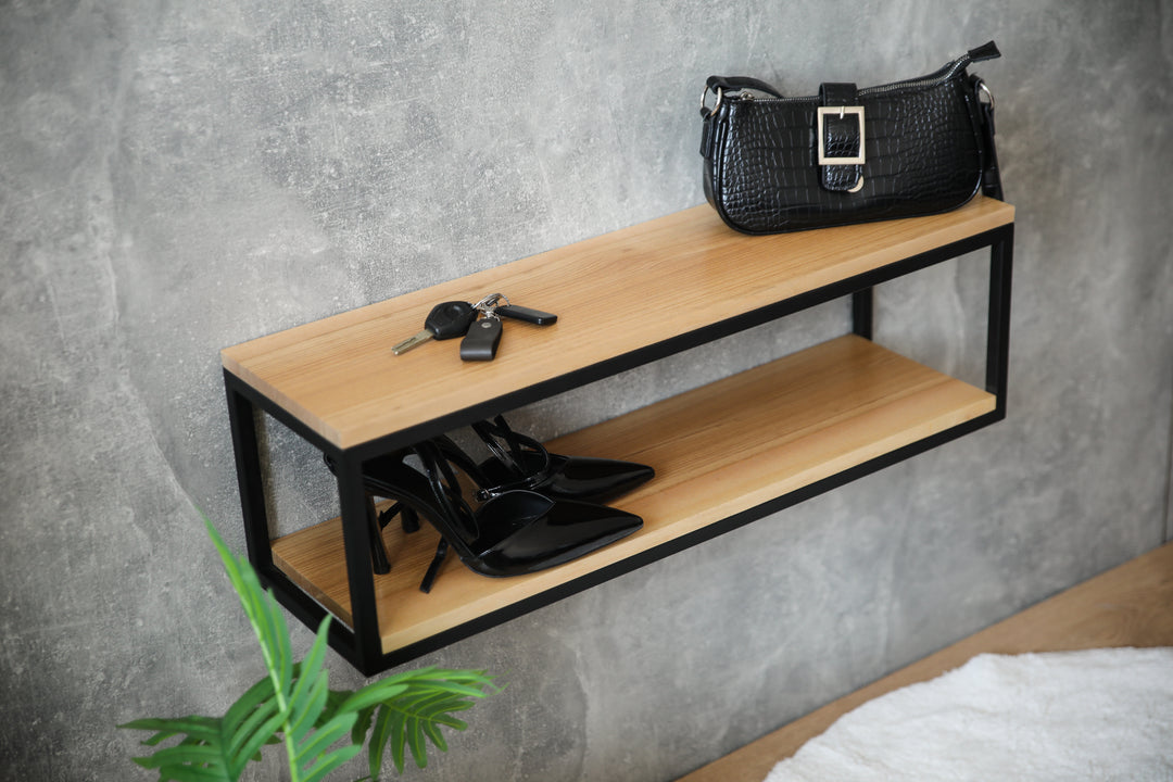 Minimalist Wood & Steel Wall Shelf - Original Design