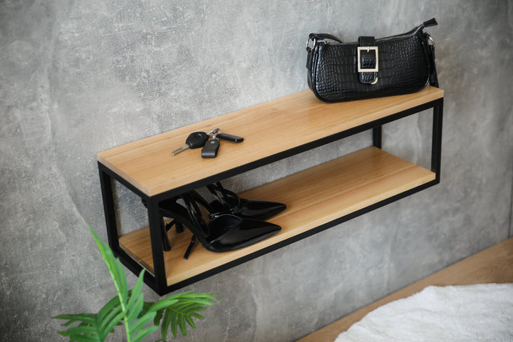 Minimalist Wood & Steel Wall Shelf - Original Design