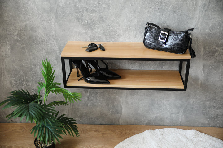 Minimalist Wood & Steel Wall Shelf - Original Design