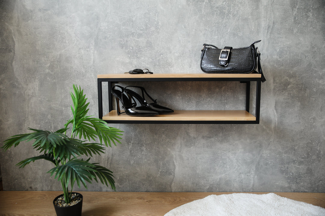 Minimalist Wood & Steel Wall Shelf - Original Design