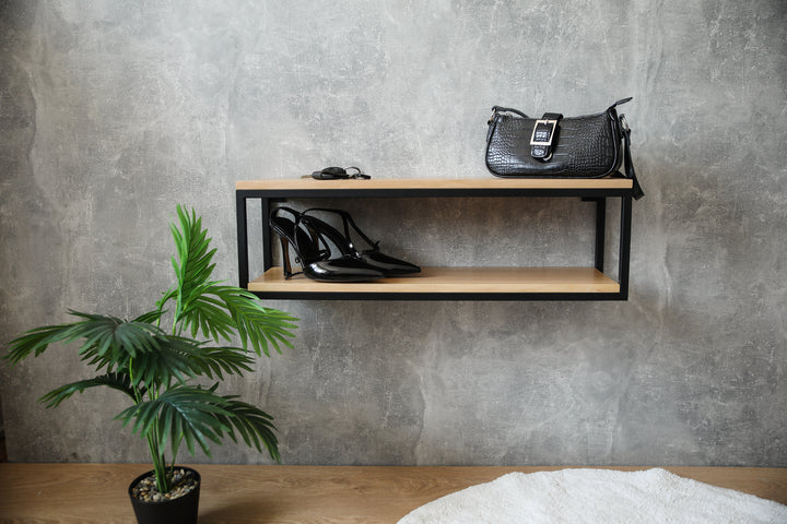 Minimalist Wood & Steel Wall Shelf - Original Design