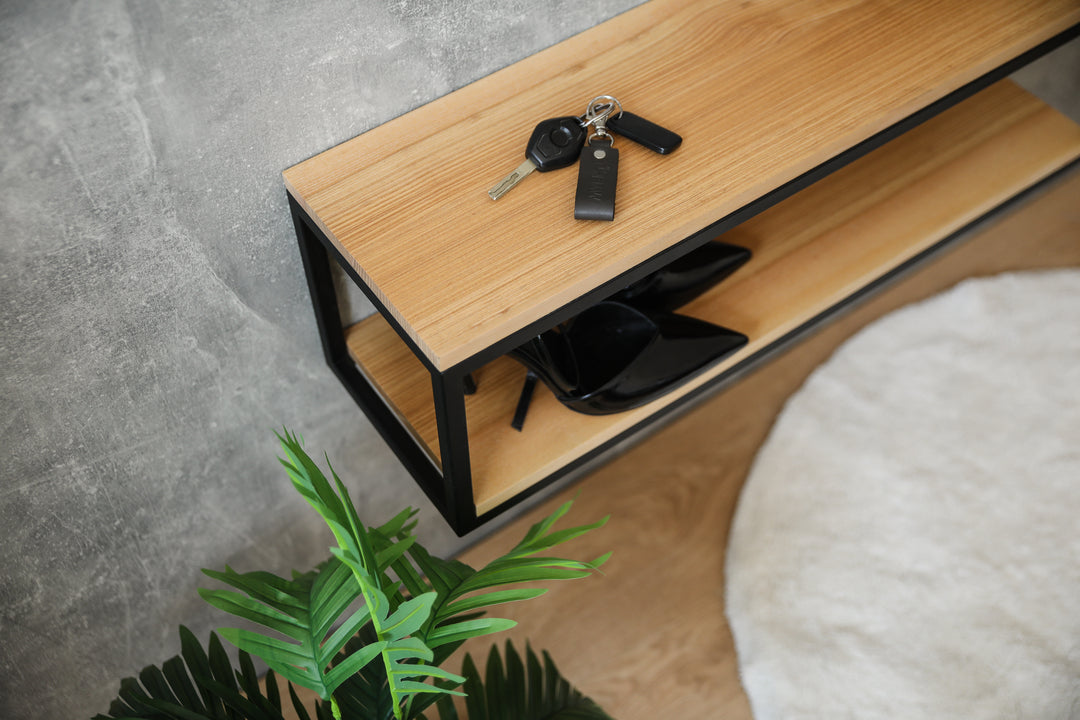 Minimalist Wood & Steel Wall Shelf - Original Design