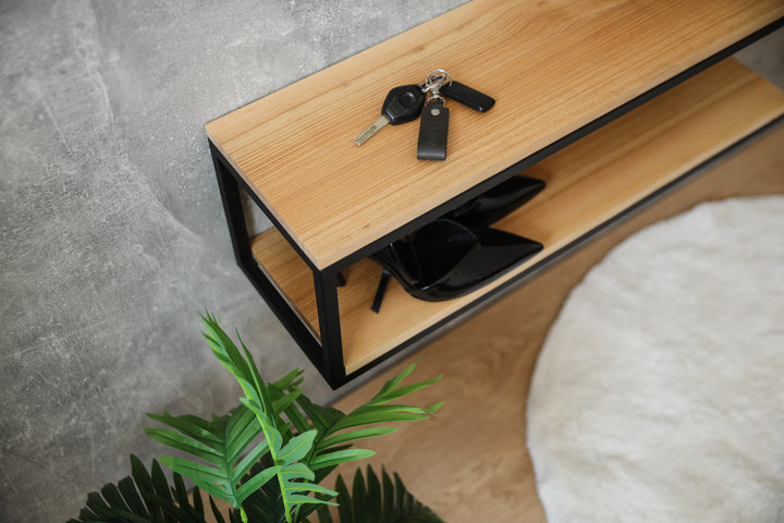 Minimalist Wood & Steel Wall Shelf - Original Design