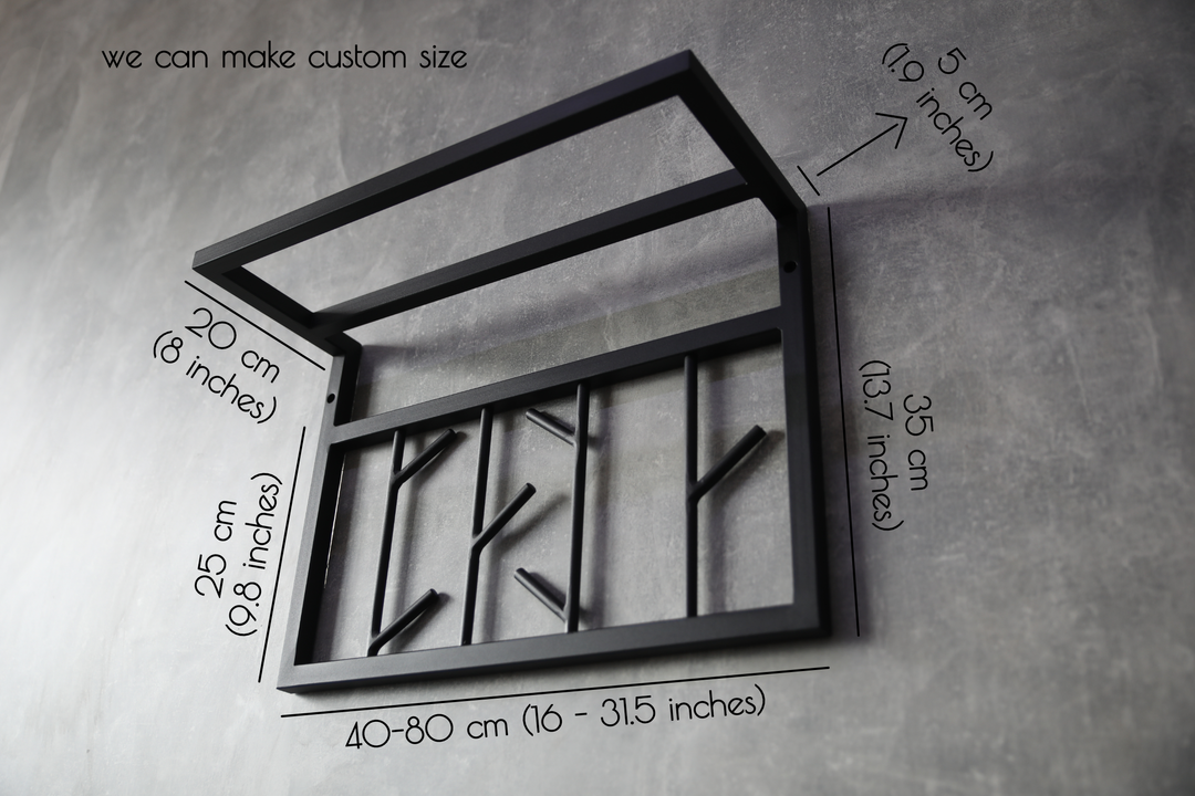 Modern-black-metal-wall-shelf-with-multiple-hooks