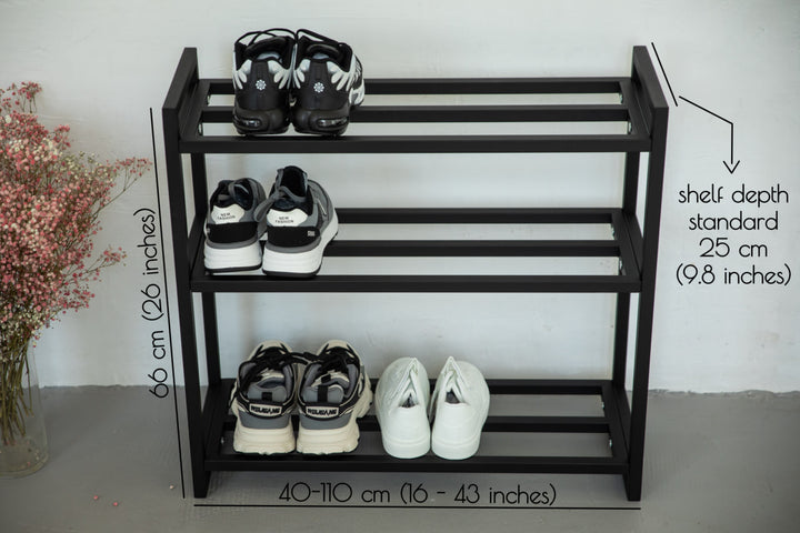 Metal-multi-tier-shoe-rack-with-sneakers-and-boots