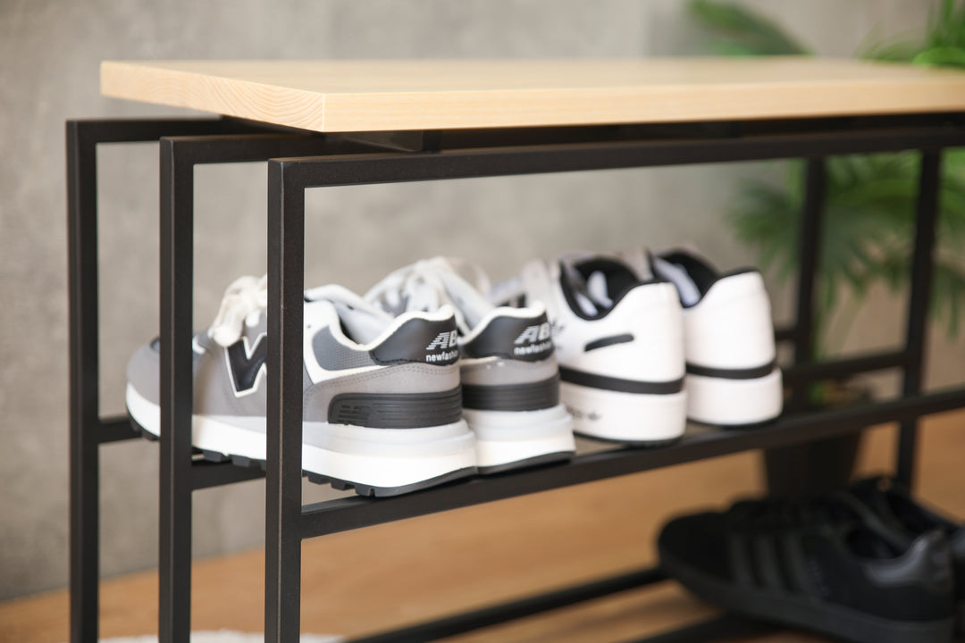 Metal-Wood-Shoe-Bench -Stylish-Entryway-Storage