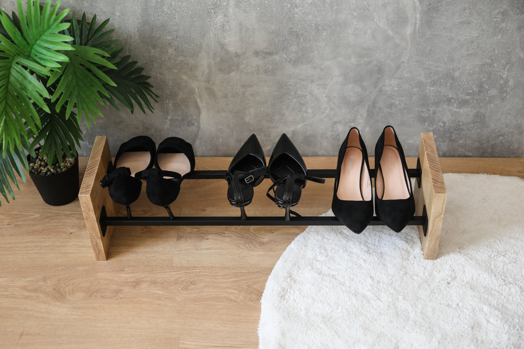 Modern-minimalist-shoe-rack-made-of-metal-and-wood-for-stylish-high-heels-Perfect-for-organizing-footwear-in-a-sleek-and-space-saving-way
