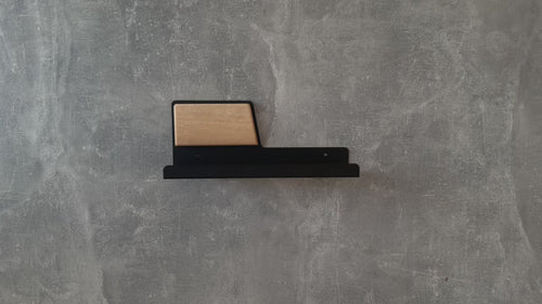 Modern-wall-mounted-magnetic-key-holder-with-metal-shelf-and-wooden-accent-Features-strong-magnets-for-securely-holding-keys-and-small-items-Ideal-for-home-or-office-organization